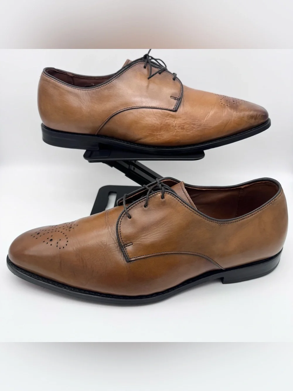 Allen Edmonds Flatiron Cognac Leather Brogue Oxford Shoes Men 13 3E Made in USA